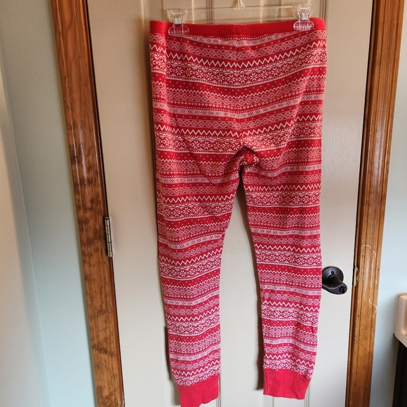 Old Navy Large thermal pants Fair Isle pattern red white - Picture 3 of 7